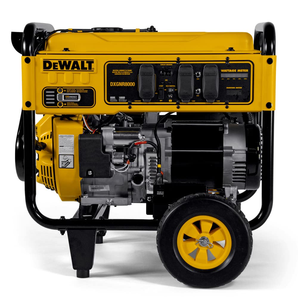 DeWalt 10,000 Starting Watt Portable Gas Generator, Electric Start with Battery, 420cc Engine, Smart Runtime Wattage Meters, CO Protect, Idle Control, Home Backup Emergency Jobsite Power, 49 State