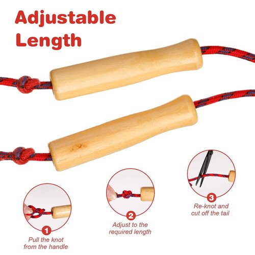 Lenwen 80 Pcs Jump Rope Bulk 7.25 ft Cotton Skipping Rope Adjustable with Wooden Handle for Training Outdoor Exercise Christian Charity Donation Operation Christmas Supplies
