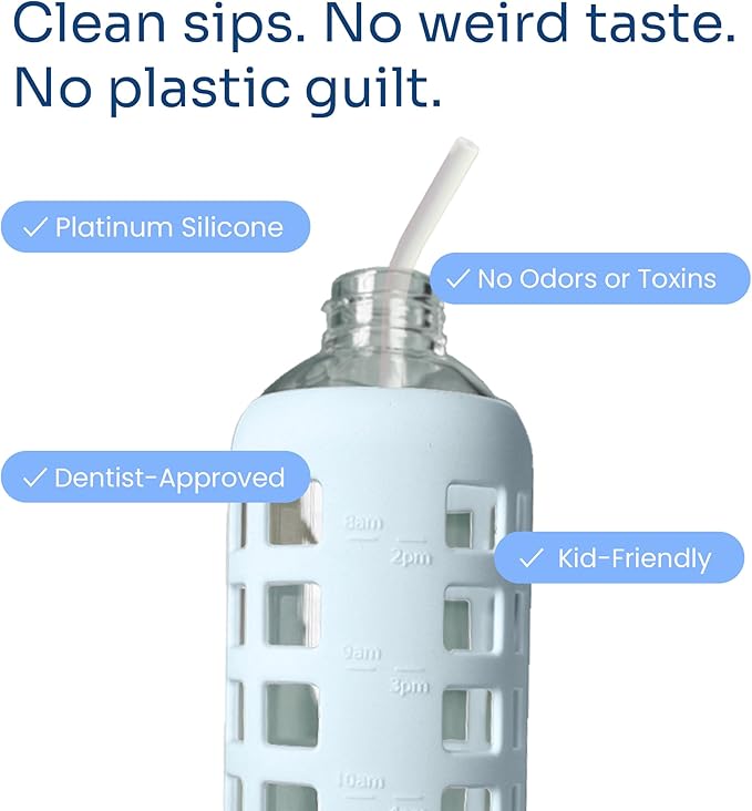 purifyou Extra Long 14.5" Reusable Silicone Straws with Flexible Tips, Cleaning Brush, & Portable Case - Fits with 40oz Stanley Cups, Tumblers & More (Set of 4)