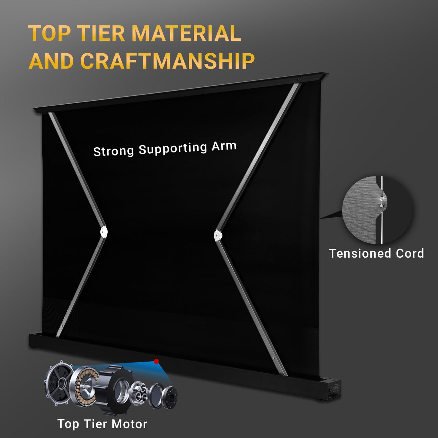 SilverMagic ALR/CLR Motorized Floor Rising Projector Screen for UST Projectors 120”, 95% Ambient Light Rejecting, 4K/8K Ultra HD, Active 3D, for Home Theater Living Room Bedroom Office