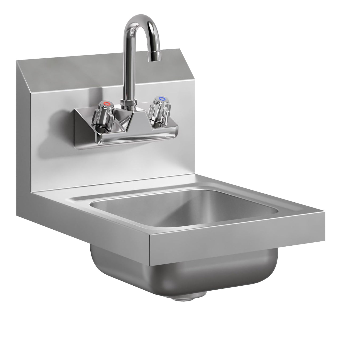 AmGood Stainless Steel Wall Mount Hand Sink 12" x 16" | NSF Commercial Hand Washing Basin with Faucet For Restaurant, Kitchen and Home | Bowl Size: 9" x 9"