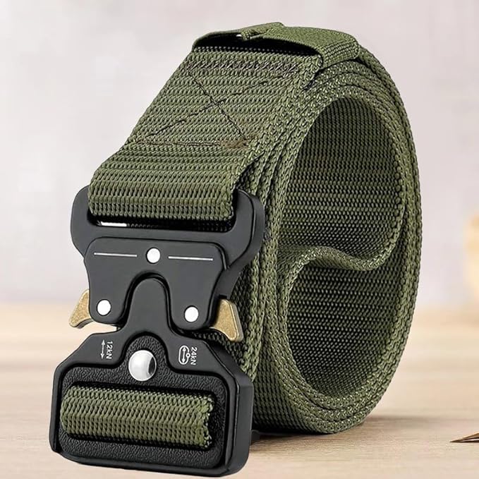 Men's Tactical Belt - Heavy Duty Nylon Web Belt with Quick Release Buckle