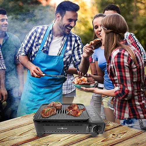 GasOne Propane or Butane Grill Stove GS-2400P Dual Fuel Portable Camping Grill Gas Stove with Carrying Case