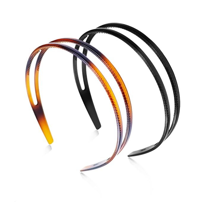 REDANHA 2 Pieces Plastic Headband Double Row Teeth Comb Hair Band Simple and Chic Hair Hoop Non-Slip Hair Accessory for Wo...