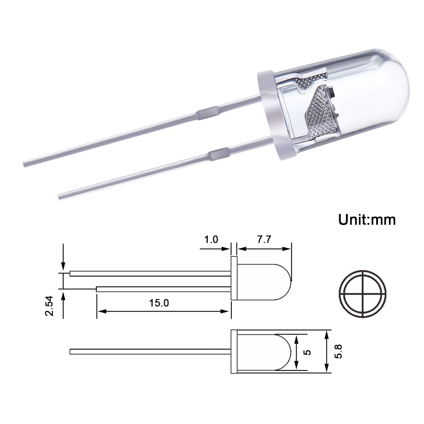 EBOOT 100 Pieces Clear LED Light Emitting Diodes Bulb LED Lamp, 5 mm(White)