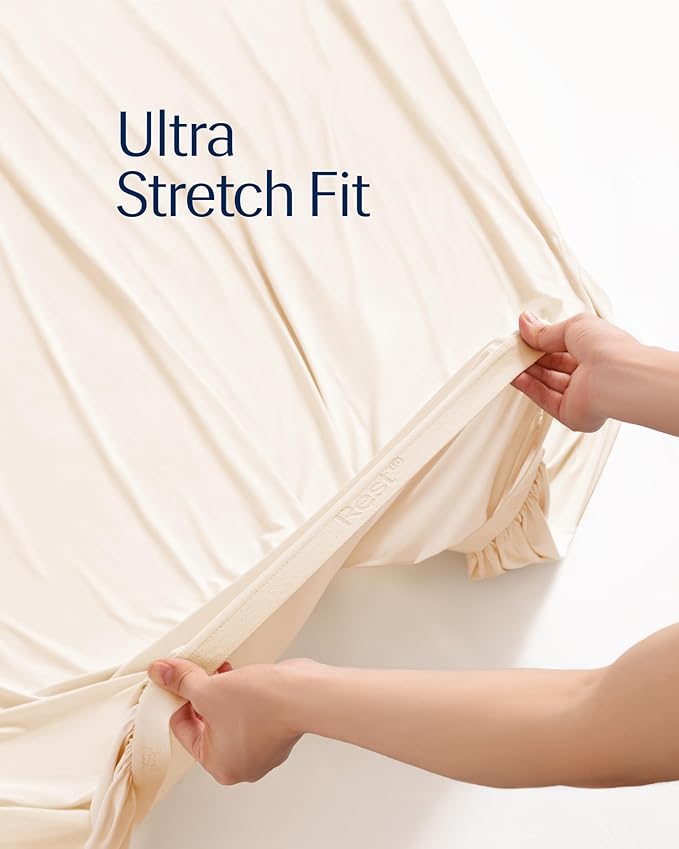 REST® Evercool®+ Fitted Sheet, Twin XL Size, Snow Ivory, 13" Deep (up to 15’’), Breathable Bedding for Hot Sleeper and Night Sweats, Bed Sheet with Ionic+ Self-Cleaning Silver Yarn for Sensitive Skin