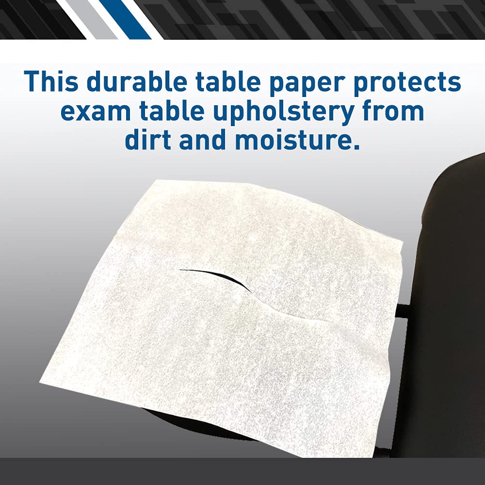 BodyMed Headrest Paper Tissue Sheets – Tissue Paper Squares for Chiropractic Exam Table or Massage Table – White – 12-Inch x 12-Inch – with Nose Slit (1,000 per box)