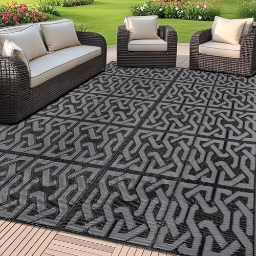 SAND MINE Reversible Mats, Plastic Straw Rug, Modern Area Rug, Large Floor Mat and Rug for Outdoors, RV, Patio, Backyard, ...
