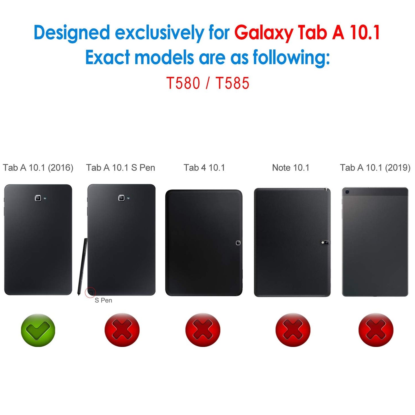 Jetech Case For Samsung Galaxy Tab A 10.1 2016 (Sm-T580 / T585, Not For 2019 Model), Smart Cover With Auto Sleep/Wake (Purple)