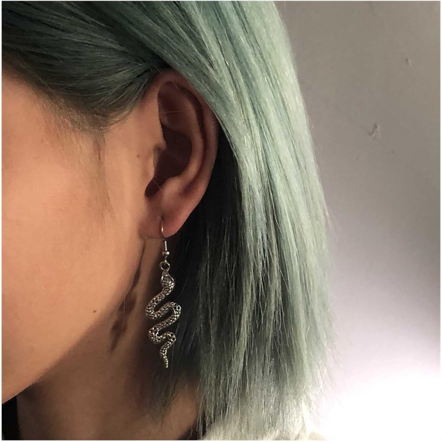 Punk Snake Drop Earrings Silver Snake Stud Earrings Gothic Animal Snake Earrings Long Serpent Hook Earrings Jewelry for Women