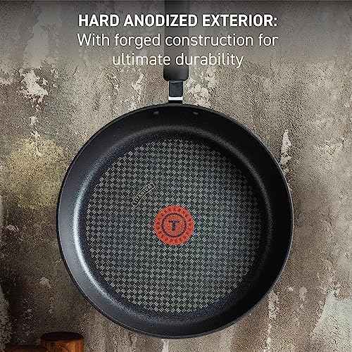 T-fal Ultimate Hard Anodized Nonstick Fry Pan Set 3 Piece: 8, 10.25, & 12 Inch, Oven Broiler Safe 400F, Kitchen Cookware Set, Pots and Pans Set Non Stick, Frying Pans, Skillets, Dishwasher Safe, Black