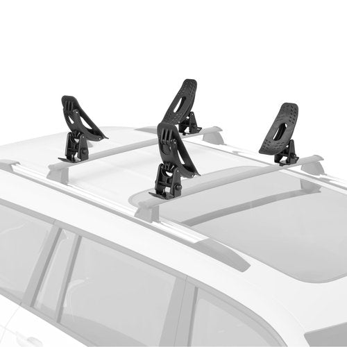 BougeRV T-Slot Kayak Roof Rack Saddles, Only Fits for Auto Cross Bars with T-Track to Carrier Kayak Paddle Board Surfboard with Tie Down Straps Ratchet Strap,150LBS Load Capacity(2 Pairs)
