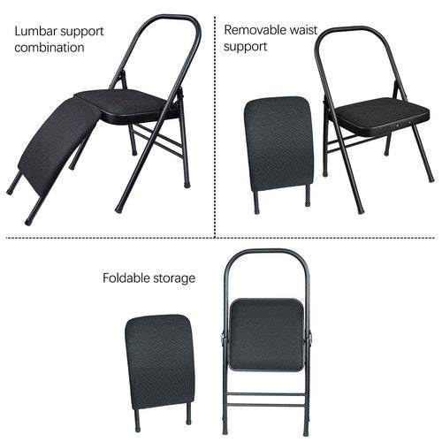 VEOCORE Yoga Chair, Yoga Auxiliary Chair with Lumbar Back Support, Relieve Back Pain Chair Foldable Yoga Chair for Balance Training, Abs & Core, Balance Handstand, Flexibility