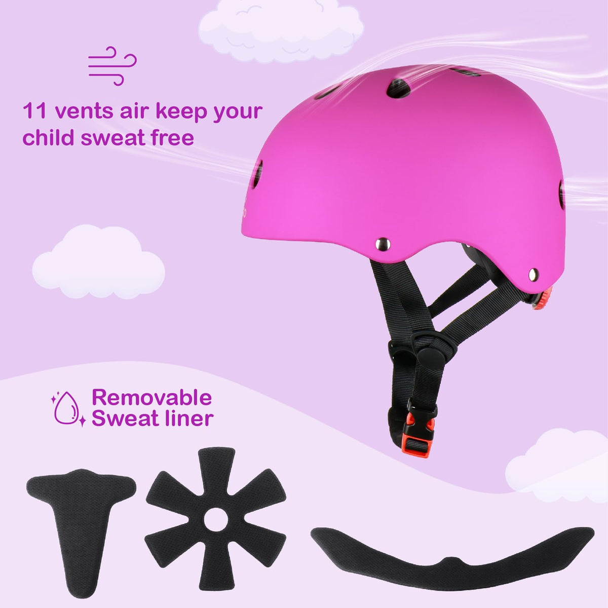 KAMUGO Toddler Bike Helmet, Kids Helmet for Girls Boys Ages 2-8 Years,Toddler Adjustable Helmet Suitable for Bicycle Skating Scooter Multi-Sports