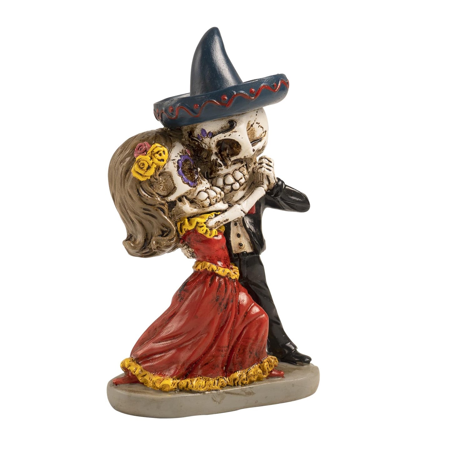 caiydramy Day of The Dead Figurines, 4.7"H Resin Dia De Los Muertos Couple Skeleton Statue Gifts Ofrenda Altar Decorations Home, Mexican Sugar Skulls Halloween Indoor Table Top Desk Tiered Tray Decor