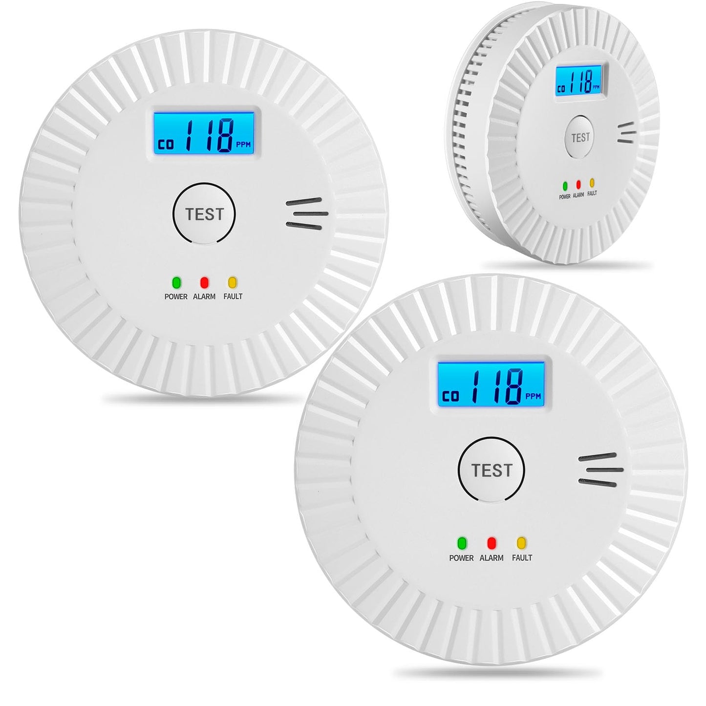 3 Packs Smoke and Carbon Monoxide Detector Powered by Battery,Portable Smoke Detector Carbon Monoxide Detector Combo with Large LCD Display, Fire Alarm Smoke Detector for Home,Kitchen