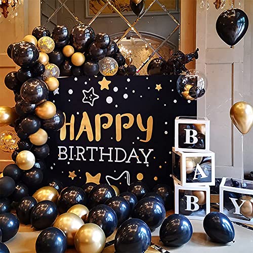 Lukiituke Black and Gold Balloons,75PCS Gold and Black Balloons,12in and 5in New Year Party Balloons for Birthday, New Yea...