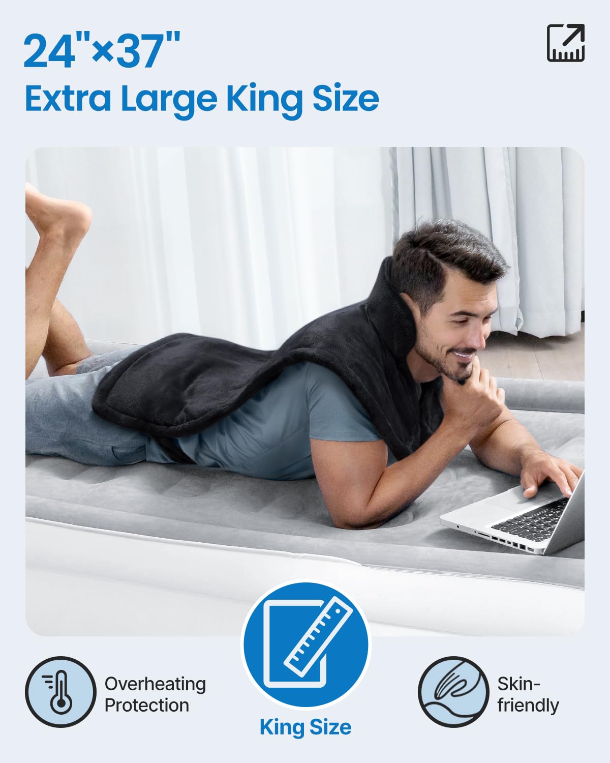 RENPHO Valentines Day Gifts for Him Men Dad, Heating Pad for Neck and Shoulders and Back Pain Relief, FSA Eligible, 24"x37" XL Large Heat Pad for Full Body, ETL Certified, HSA Store, Black