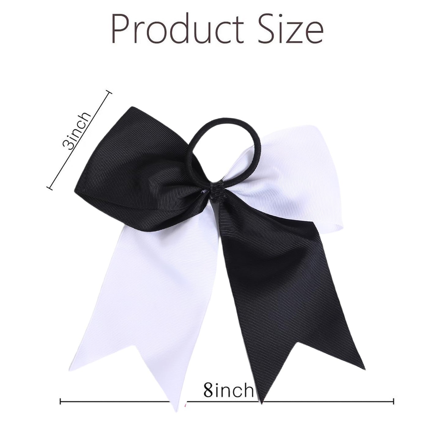 Hipcheer 20pcs 8 Large Black and White Cheer Bows for Girls, Hand-made Grosgrain Ribbon Hair Accessories for Teen Girls Softball