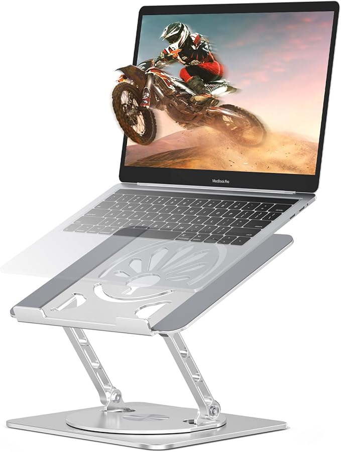 Axbima Adjustable Laptop Stand for Desk-360° Rotating Foldable Laptop Holder Ergonomic Laptop Riser for MacBook Pro/Air Dell HP Lenovo Notebook up to 16.3",Silver