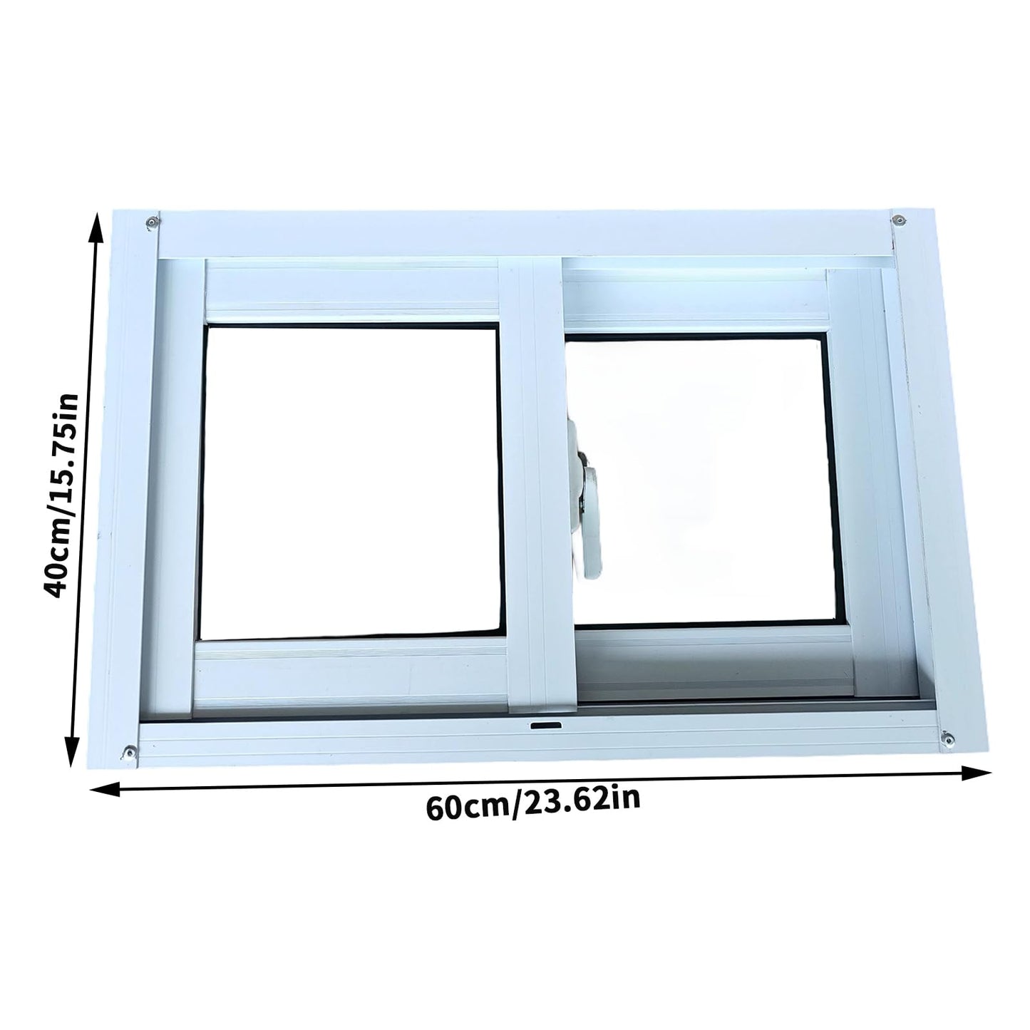 SHZYJBRY Home Windows Replacment, 15.75 x 23.62IN Aluminum Alloy Frame White Sliding Window, Basement Window Mobile Home House Window for Ventilating