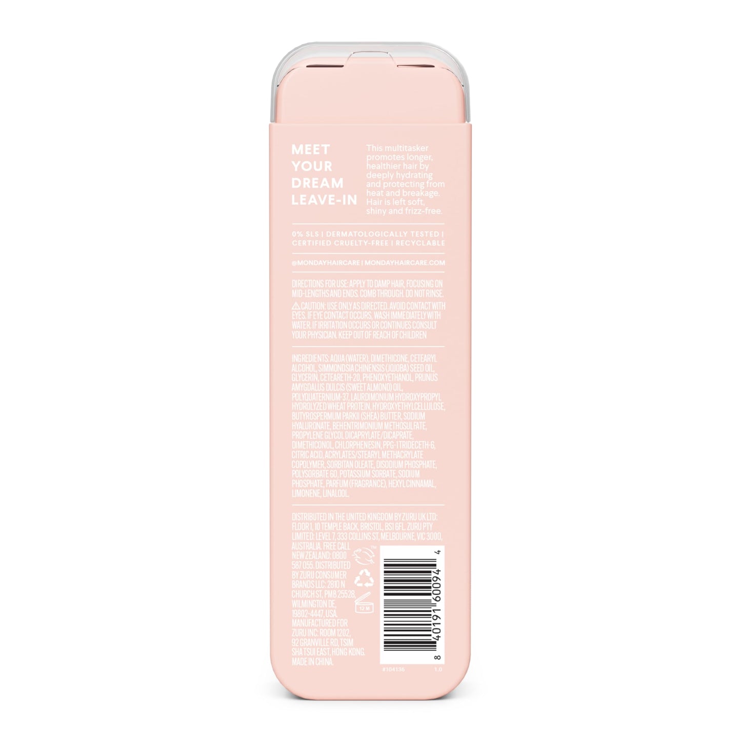 MONDAY HAIRCARE MOISTURE Leave in Conditioner with Hyaluronic Acid, Jojoba & Almond Oil, Shea Butter& Wheat Protein for Dry & Du