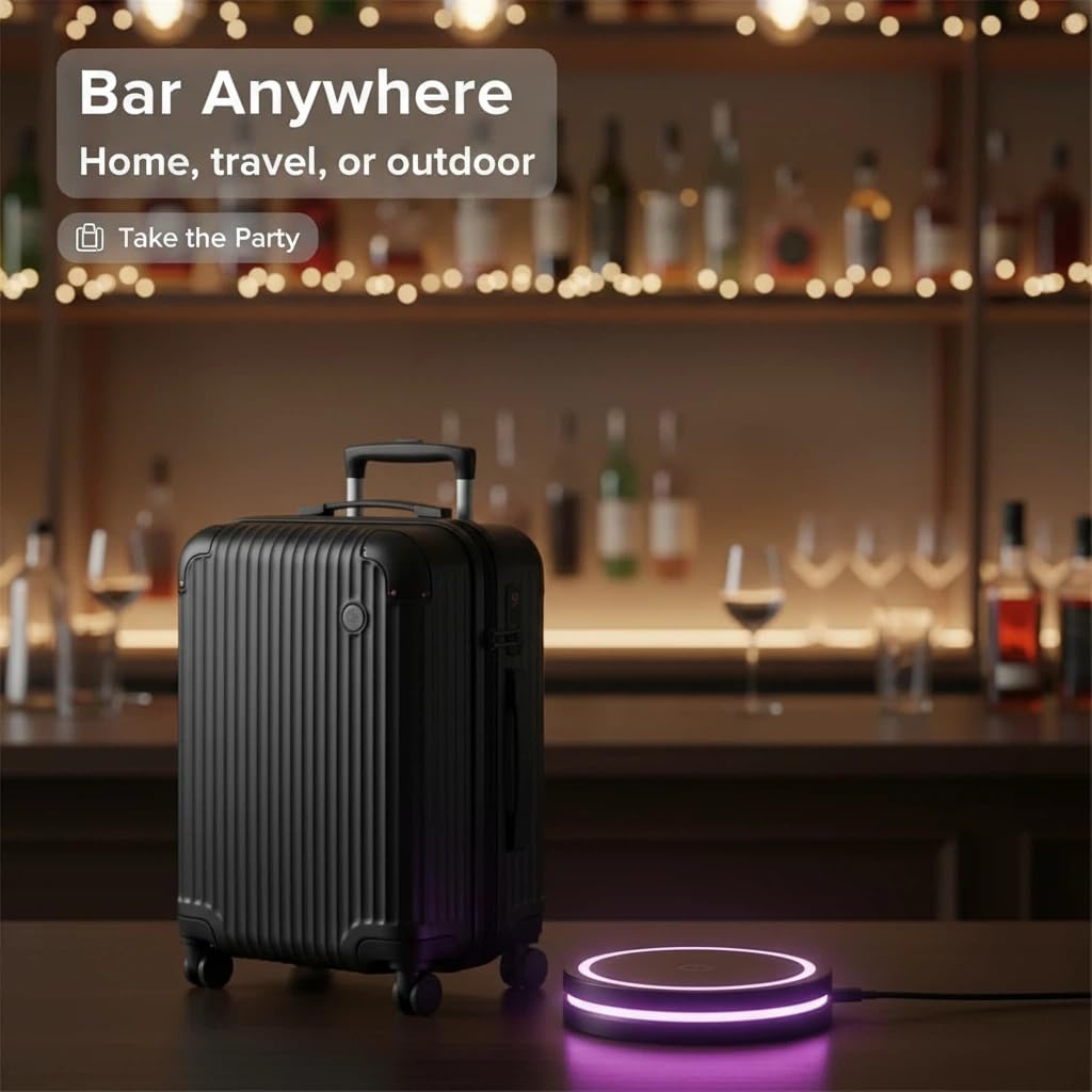 Smart Coaster Cocktail Maker Machine with LED Lights & Waterproof Design – Interactive Color-Changing Cup Pad for Home Bar, Professional Drink Mixing, Automatic Cocktail Mixer with Smart Sensor