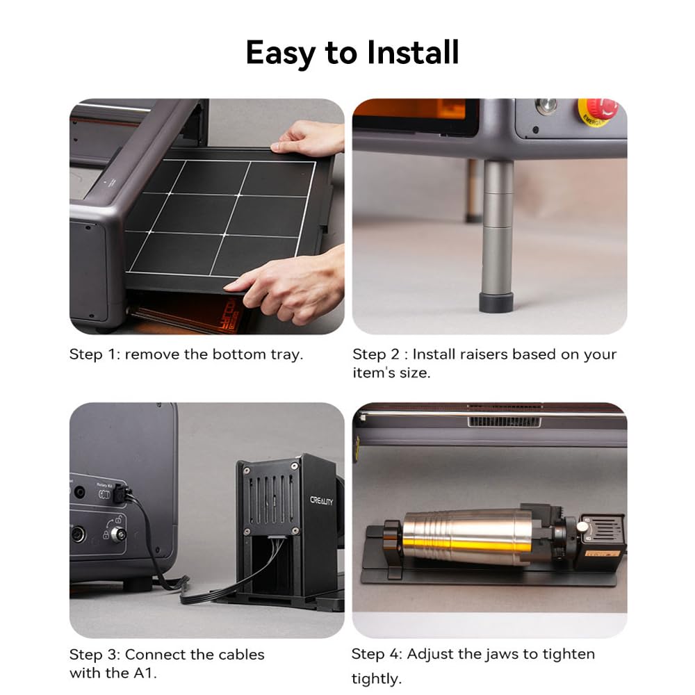 Creality Laser Rotary Roller Pro for Falcon A1 Laser Engraver，Suitable for Engraving Cylindrical Objects, Rotary Kit with M6 Raiser for Falcon A1