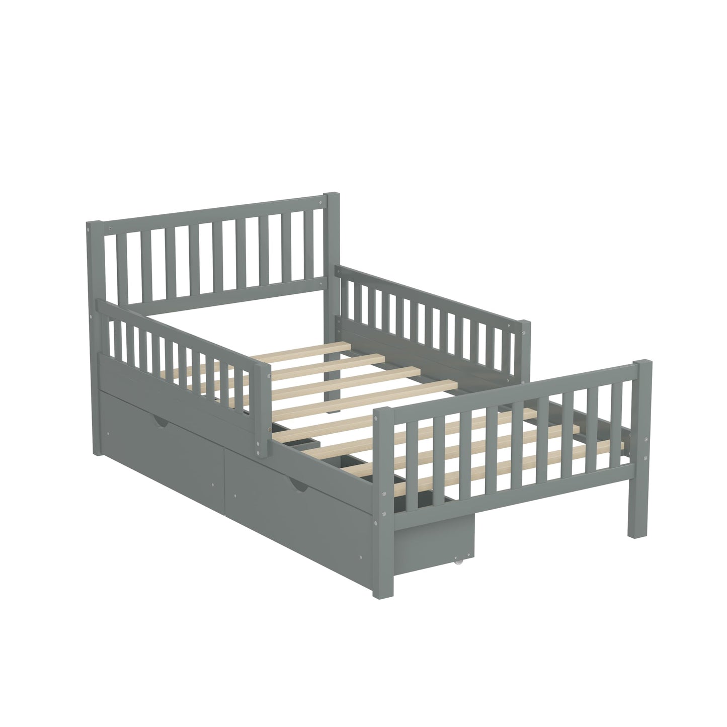 Bellemave Twin Bed Frames for Kids, Twin Bed Frame with Storage Drawers,Twin Bed with Rails, Kids Twin Bed, Twin Bed Frame for Boys/Girls/Adults， Gray