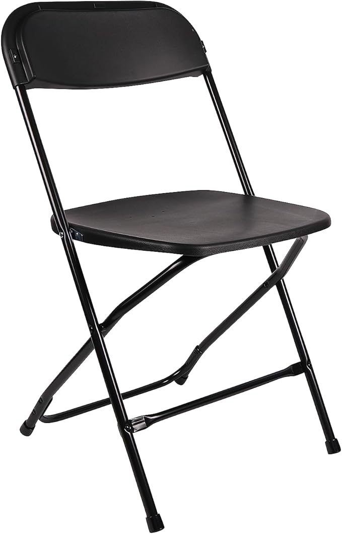 BTEXPERT Set of 20,Black Plastic Folding Chair Steel Frame Commercial High Capacity Event Chair Lightweight Set for Office Wedding Party Picnic Kitchen Dining Church School