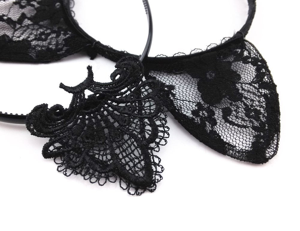 Honbay 2pcs Cute Lovely Black Lace Cat Ear Headwear Hair Bands Headbands Head Hoop Clasps