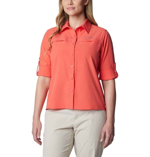Columbia Women's Summit Valley Woven Long Sleeve Shirt, Juicy, Large