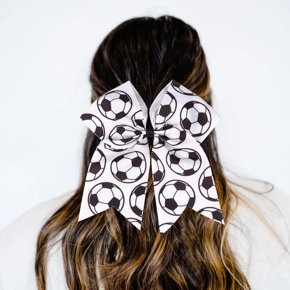 Jumbo Cheer Ponytail Holder Cheerleading Ball Bow BBG66 (White)