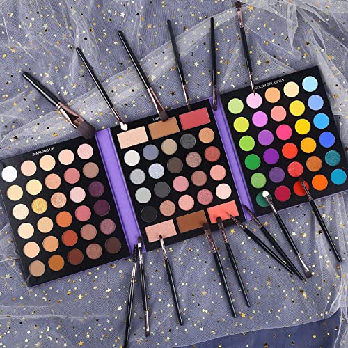 UCANBE Eyeshadow Palette with 15Pcs Brushes Makeup Set, Pigmented 86 Colors Make Up Sets Valentine's Day Gift, Matte Shimm...