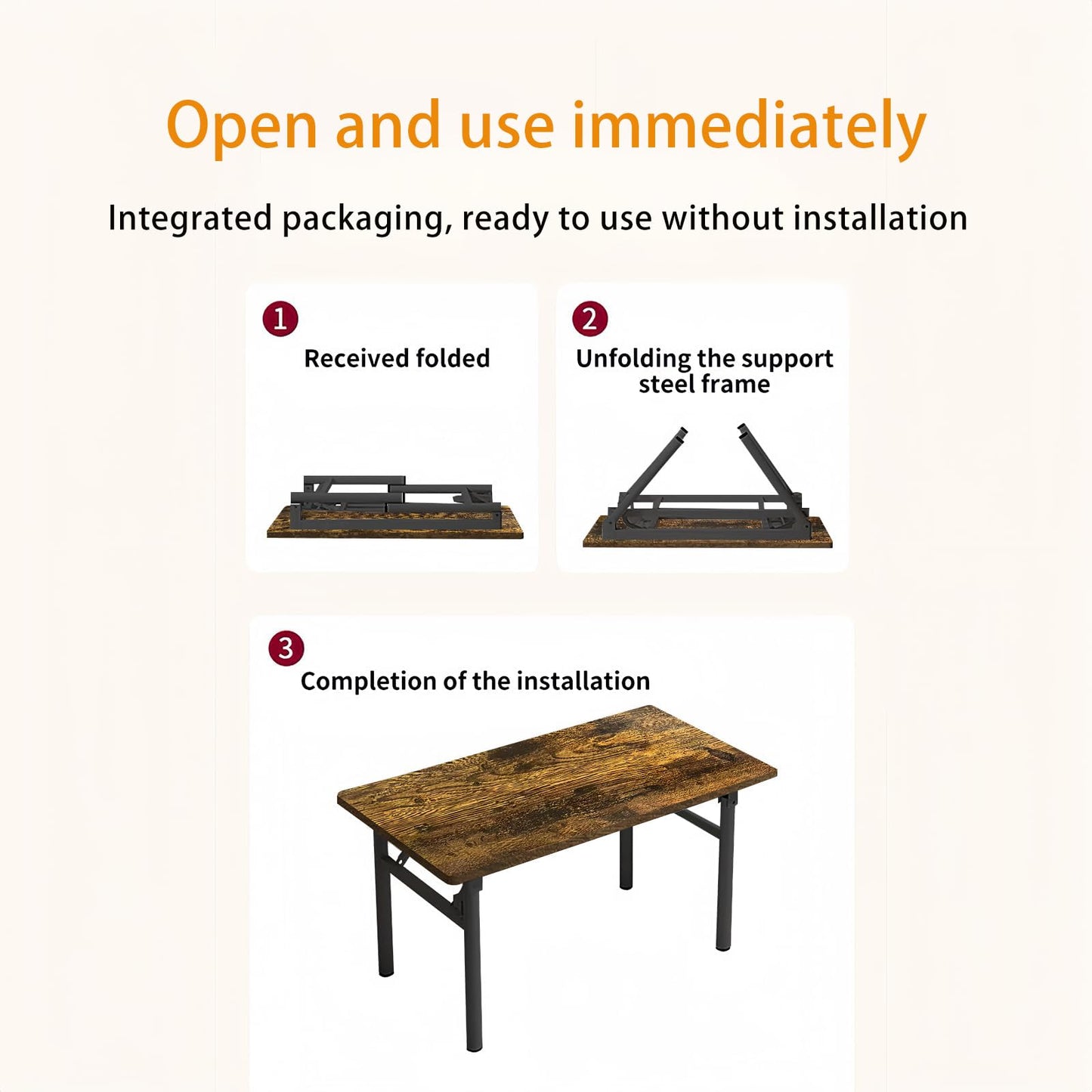 Mrsanmu Small Folding Desk No Assembly,31.5 Inch Folding Computer Desk Small Foldable Table for Home Office.