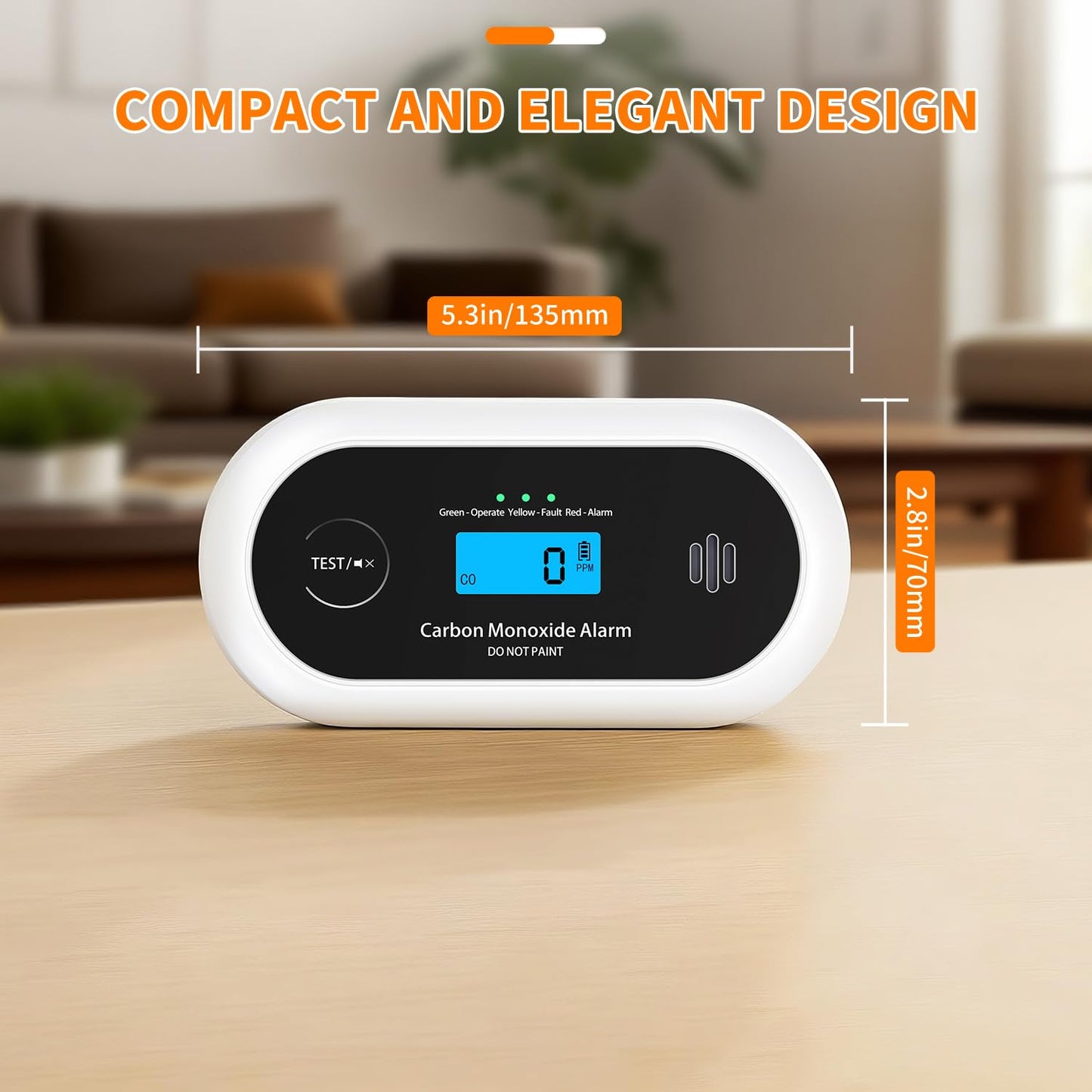 Carbon Monoxide Detector，Portable 10-Year Sealed Battery CO Alarm with LCD Display, CO Detector for Home ，Office and Travel