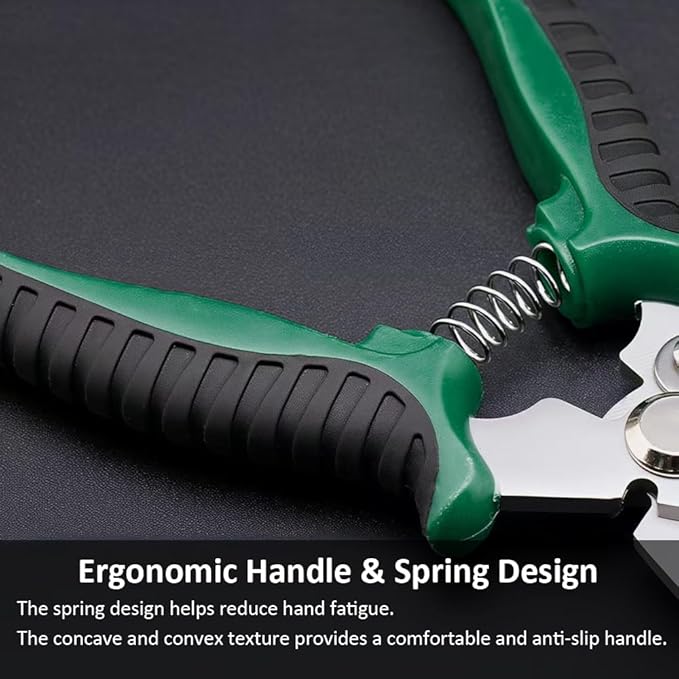 8" Scissors All Purpose, Ultra Sharp Stainless Steel Shears, Heavy Duty Straight Metal Cutter Serrated Edge for Cutting Cardboard, Thin Iron, Wire, Pruning, Gardening (8-In Straight Blades)