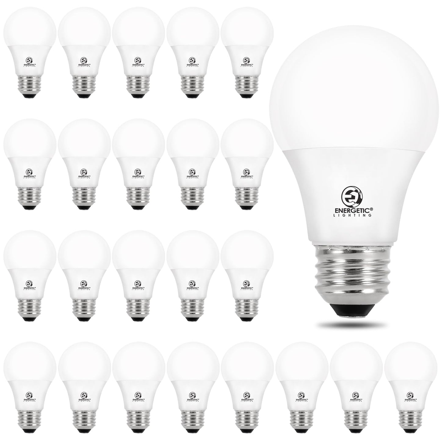 ENERGETIC SMARTER LIGHTING 24-Pack A19 LED Light Bulbs 60 Watt Equivalent, Cool White 4000K, E26 Medium Base, Non-Dimmable LED Light Bulb, ETL Listed