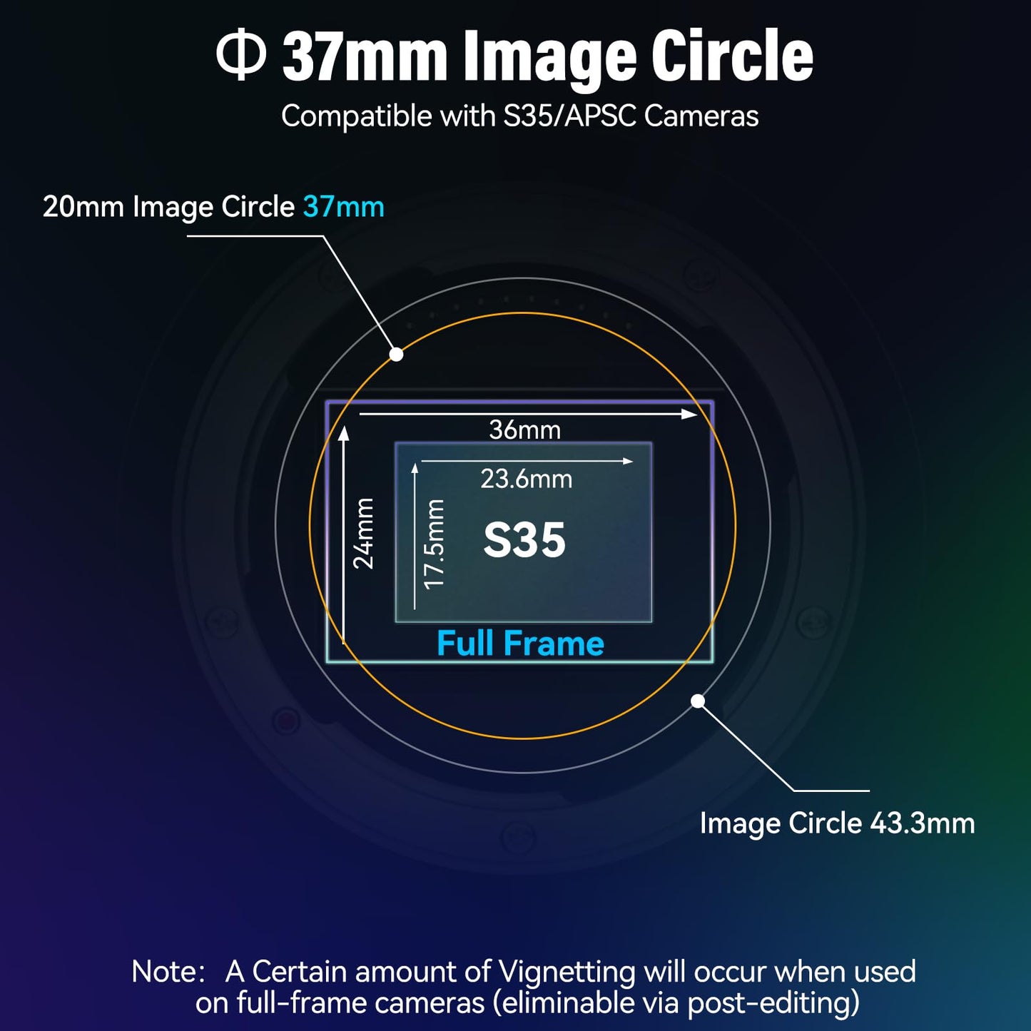 SIRUI 20mm T1.8 1.33X Anamorphic Lens, S35 Autofocus Lens for E Mount Cameras, A6500, A6700, FX3/30, ZV-E Series, A7 Series, A9/9II (Neutral Flare)