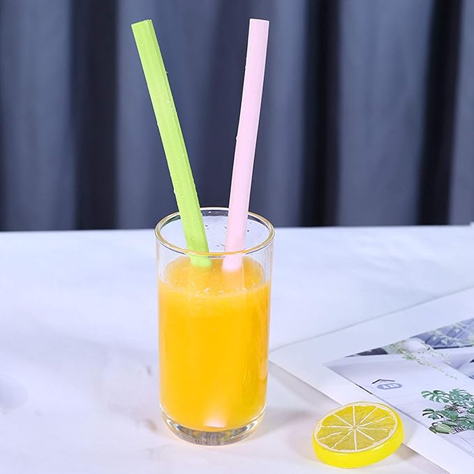 Reusable Silicone Straws - Openable & Washable, Easy to Clean, Straight Smoothie Straws - 4 Pcs, BPA Free, Eco-Friendly, Cold & Hot Compatible