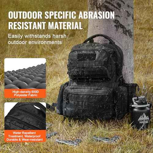 VEVOR Tactical Range Backpack for 6 Pistols, Gun Backpack with 6 Independent Pistol Bags & 10 Magazines, Pistol Backpack for Outdoor Hunting Shooting, Range Bag for Handguns Lockable Zipper, Black