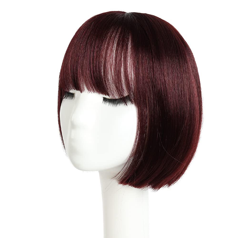 HSPCYGG Costume Wigs Short Burgundy Bob Wig with Bangs 10 Straight Synthetic Halloween Cosplay wig for Women Daily Girls