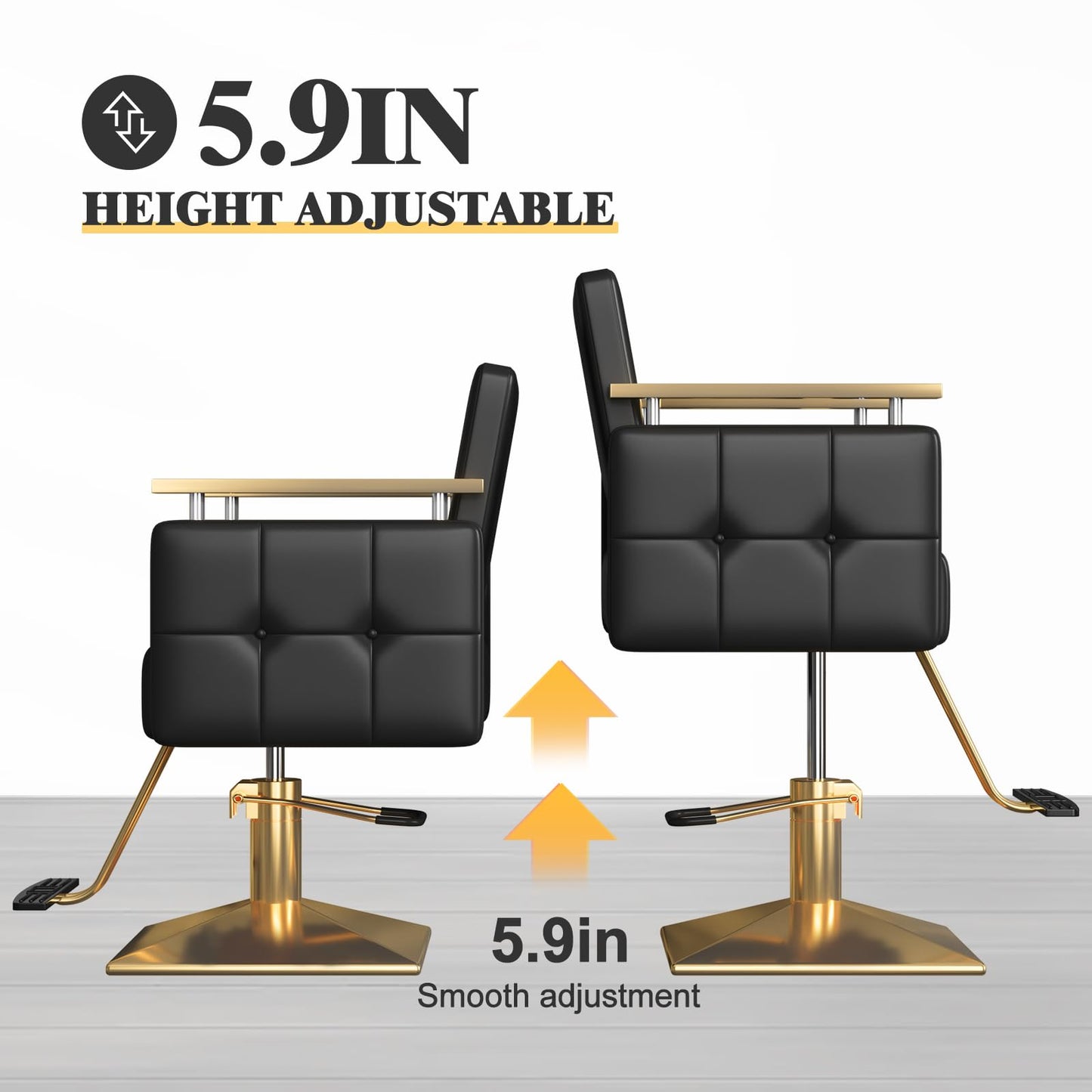 Barber Salon Chair for Hair Stylist,Artist Hand 360° Swivel Hydraulic Pump Beauty Salon Tattoo Adjustable Equipment,Hairstylist Heavy Duty Chair for Women Man Home Barbershop(Black Gold)