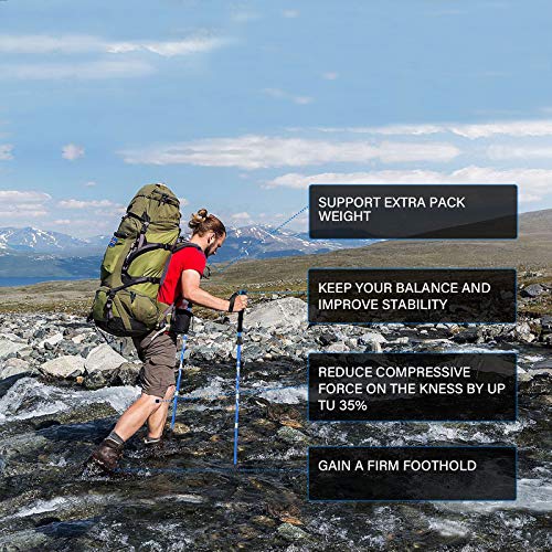 BISINNA Collapsible Trekking Hiking Poles- 2 Pack Folding Aluminum Walking Sticks with Quick Lock System 4 Season Accessor...