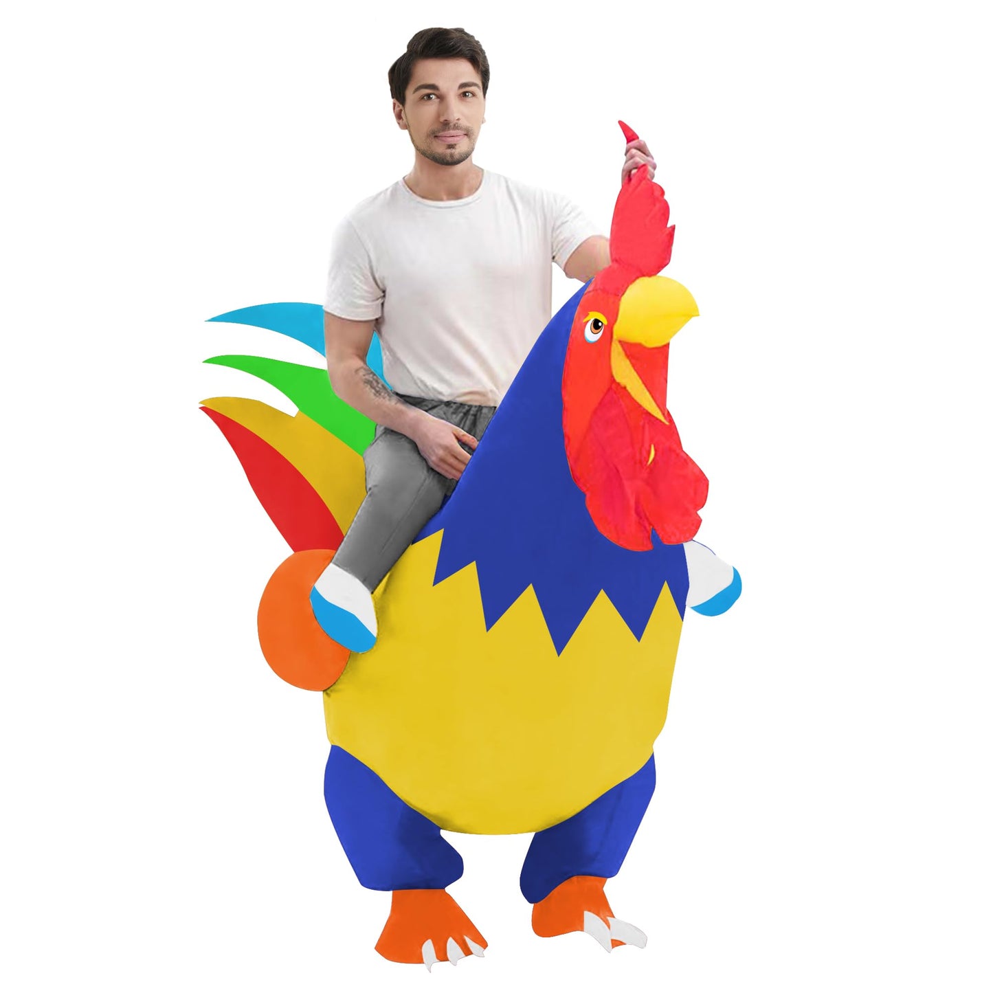 DeHasion 2 Packs Fancy Dress Inflatable Rooster Costume Adult Blow-up Outfit for Adult/Halloween/Canival (Rooster*2)
