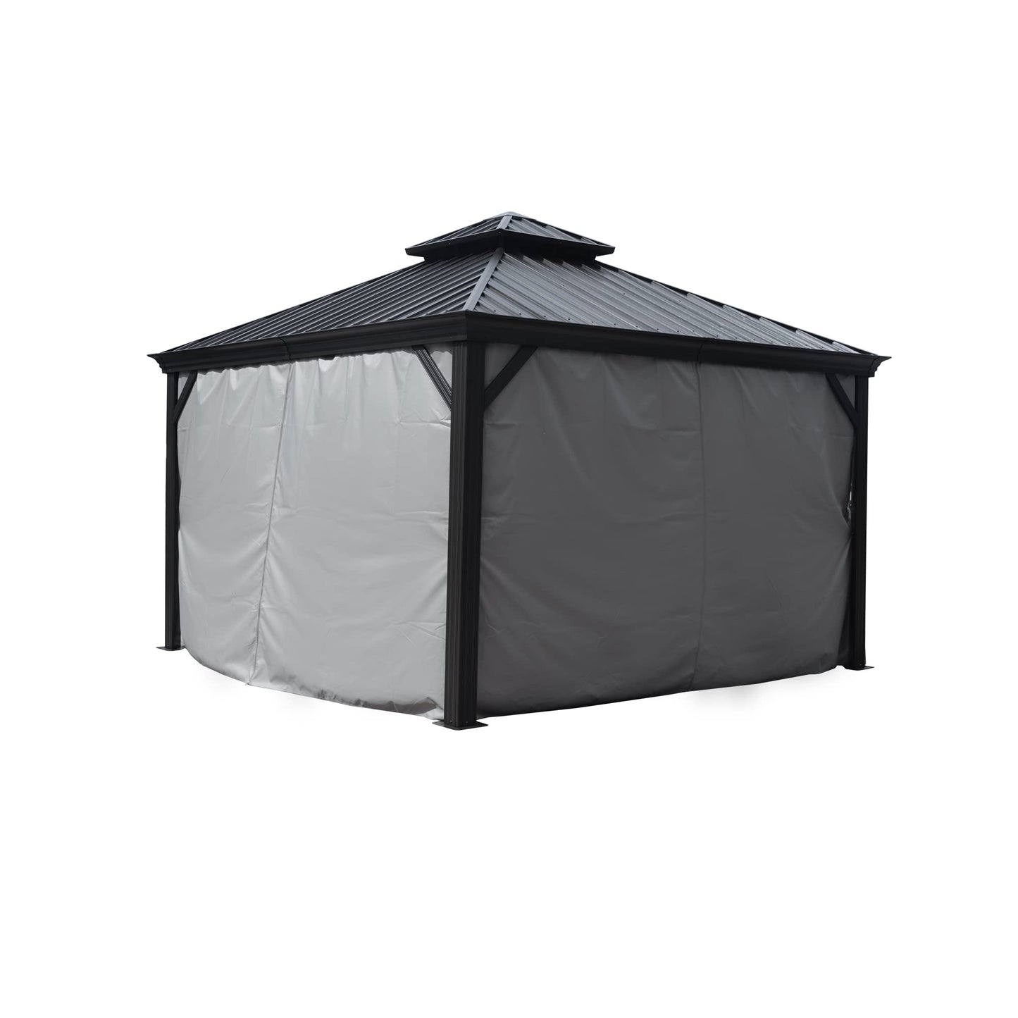 Kozyard Gazebo Privacy Curtain Outdoor Waterproof Sidewall for Hardtop Patio Gazebo Curtains for Alexander Caesar Rosana Apollo Model (12ft x 14ft, Gray)