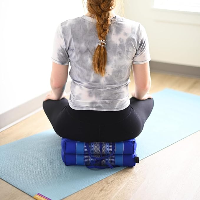 Zafuko Foldable Cushion - Organic Kapok Filling, use Folded and Unfolded for Meditation, Soft Yoga Prop, Portable Cushion