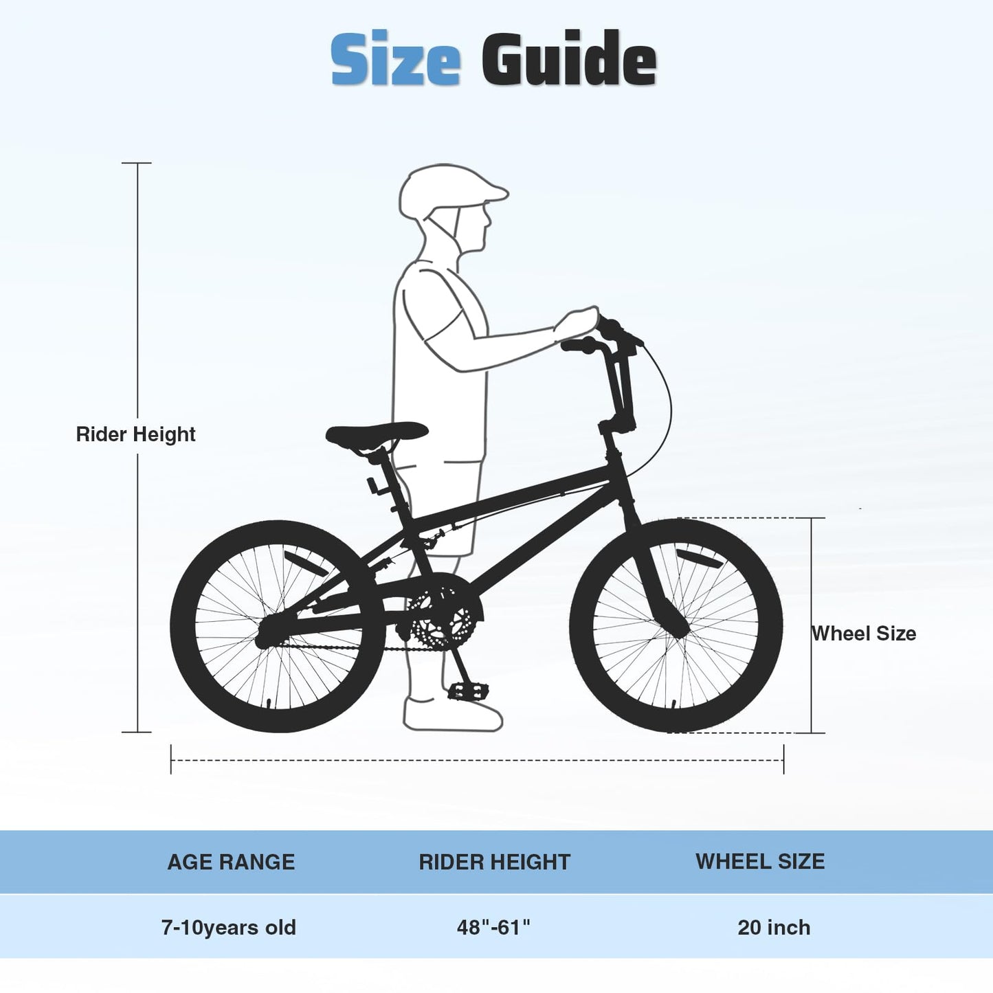 FOMAS 20 inch Kids Bike BMX Single Speed Mountain Bicycle Caliper Brake for Youth Boys Girls 7-10 (Black)