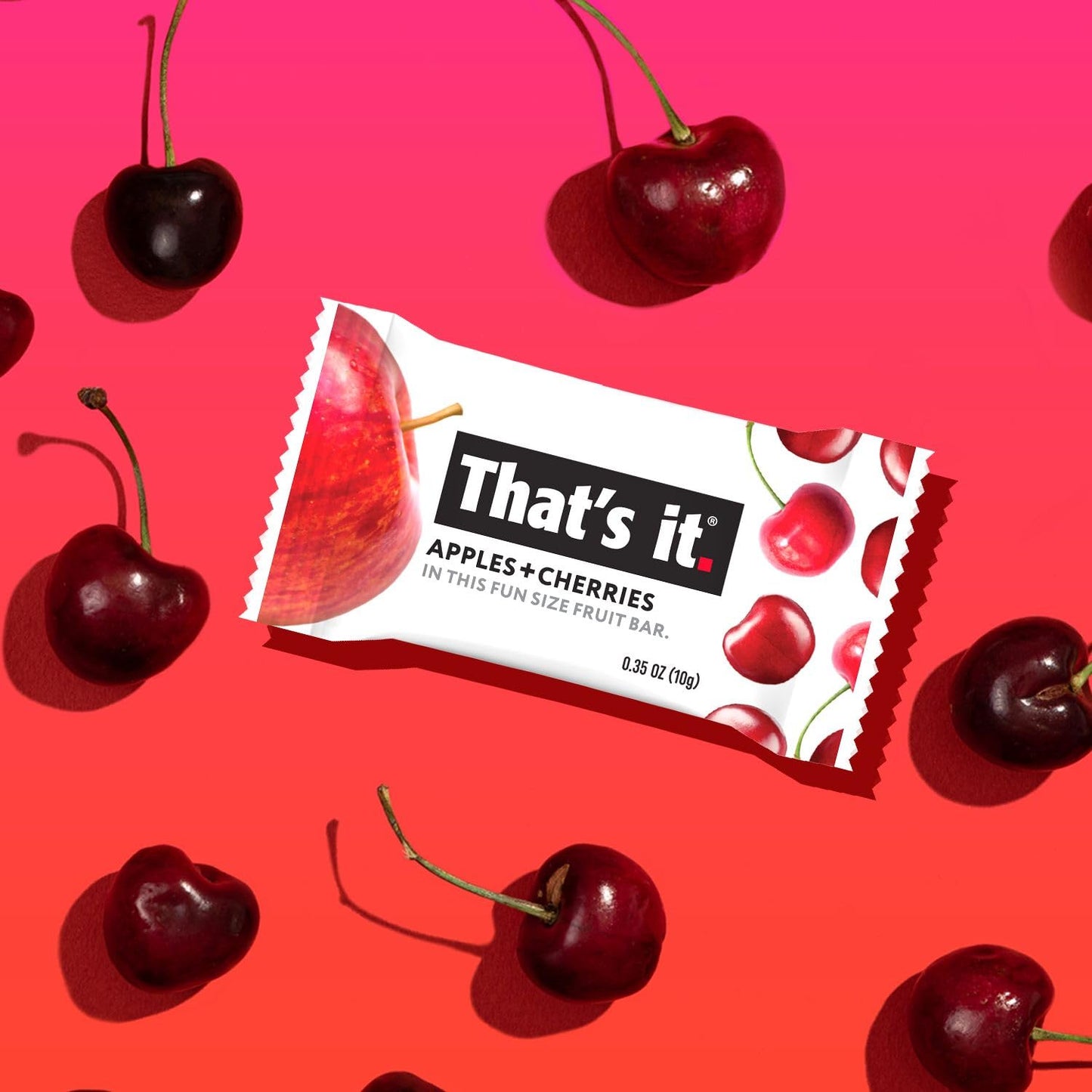 That’s it. Fun Size Fruit Bars Variety Pack - Apple + Cherry & Apple + Cinnamon (50 Pieces, 10g Each), Non-GMO, Kosher, Gluten Free, Breakfast Snacks, Allergy Friendly