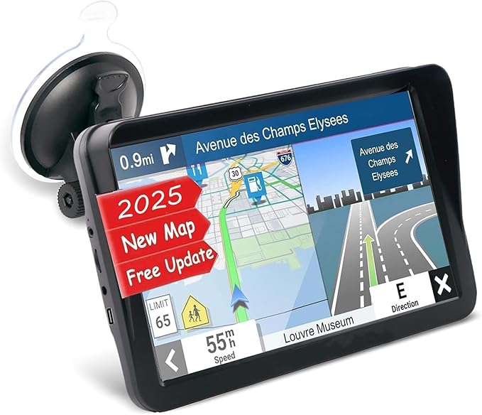 GPS Navigation for Car, Latest 2025 Map,9 inch Touch Screen Real Voice Spoken Turn-by-Turn Direction Reminding Navigation ...